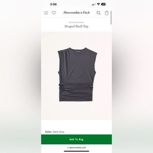 *NEW* Abercrombie & Fitch Draped Shell Top in Dark Grey, size small